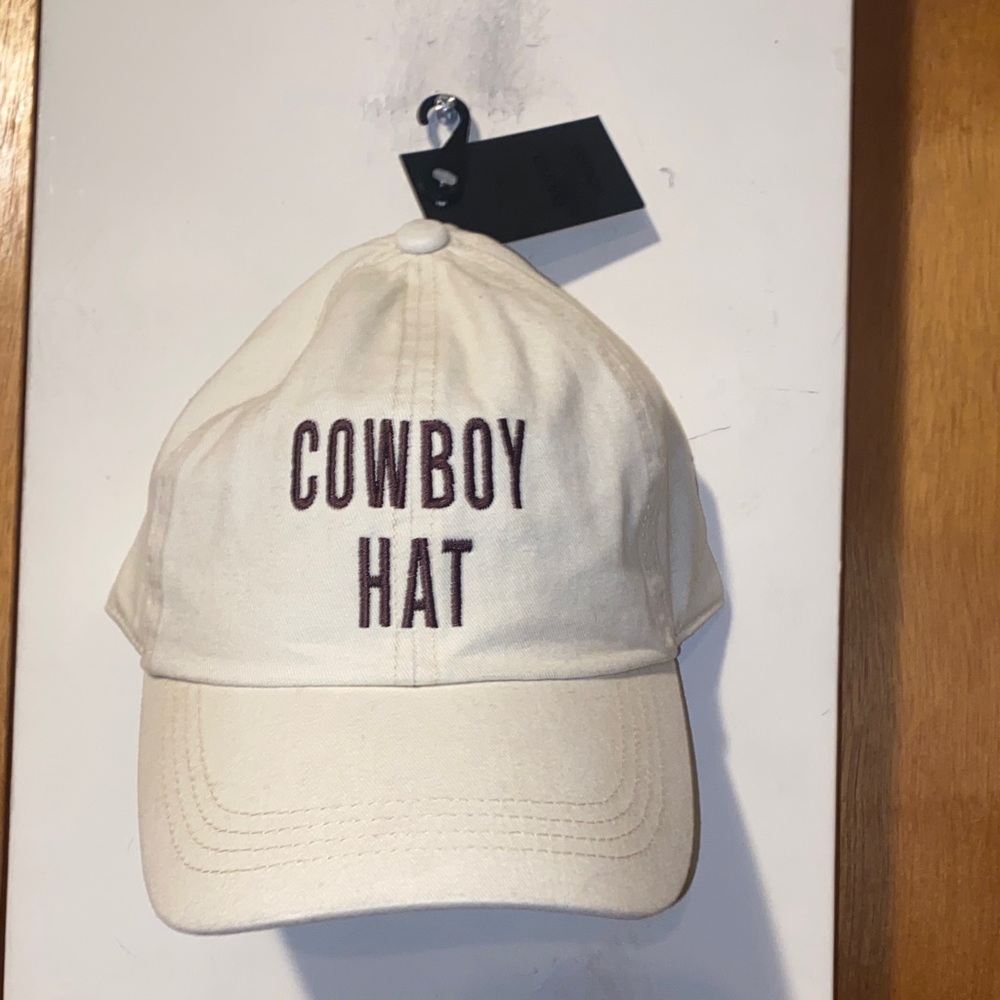 🤎 NWT David & Young Cream Baseball Cap with Embroidered Text - Cowboy Hat